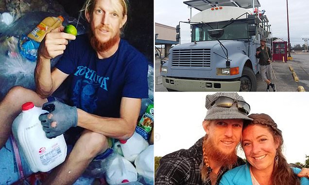 Couple who moved into school bus save THOUSANDS of dollars a month by eating out of DUMPSTERS [Video]