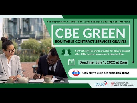 CBE GREEN Equitable Contract Services Grants: FY22 INFORMATION SESSION [Video]