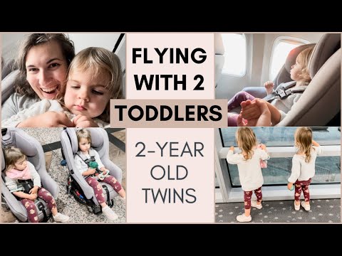 FLYING WITH TWIN 2-YEAR-OLDS | HOW TO TRAVEL WITH TODDLERS | FLYING WITH NUNA RAVA CAR SEATS [Video]