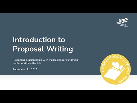 Proposal Writing Workshop: Neighborhood Literacy Fund [Video]