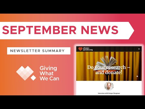 September Newsletter Summary | Giving What We Can [Video]