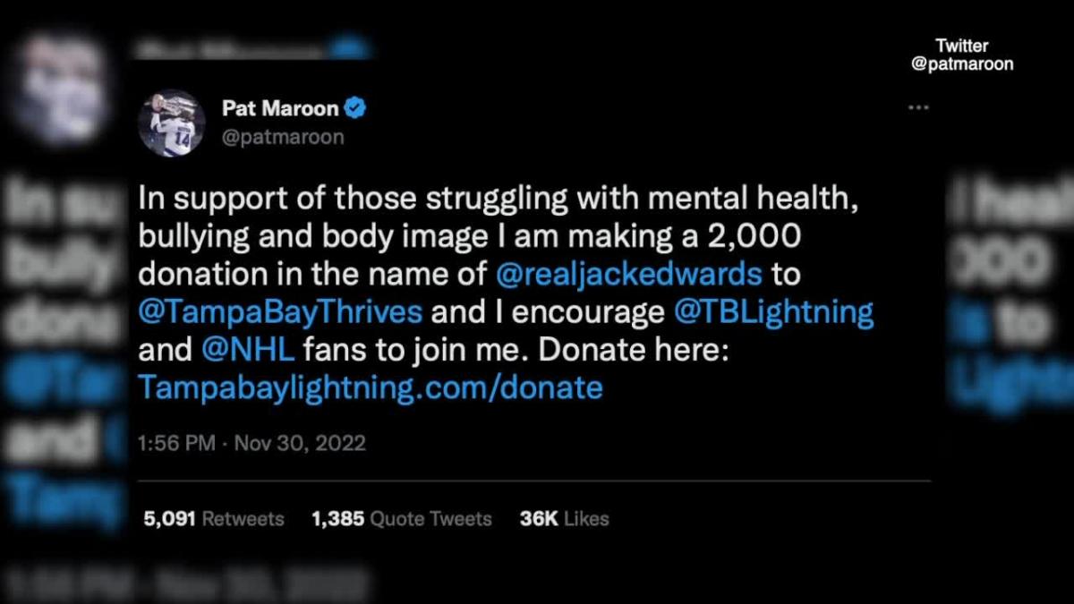 Pat Maroon, mocked by a broadcaster, donates to mental health charity in response [Video]