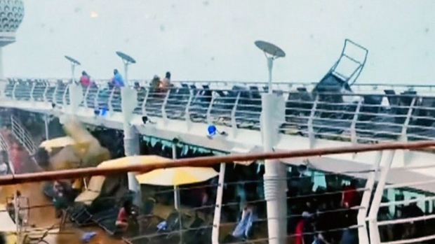 Freak storm whips up chairs on cruise ship [Video]