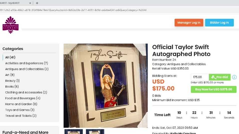 Taylor Swift autograph, lift tickets among auction items in Vermont library benefit [Video]