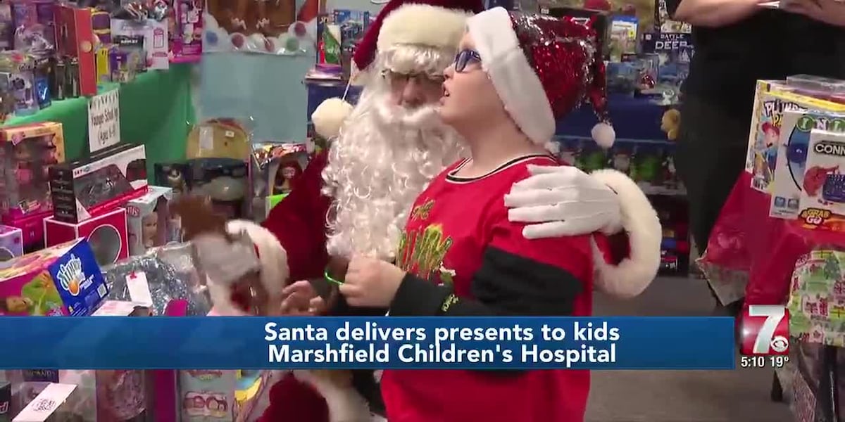 Santa delivers gifts for kids at Marshfield Childrens Hospital [Video]