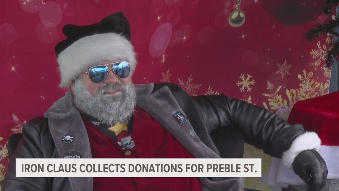 Heavy metal-themed Santa Claus collects donations for Preble Street [Video]