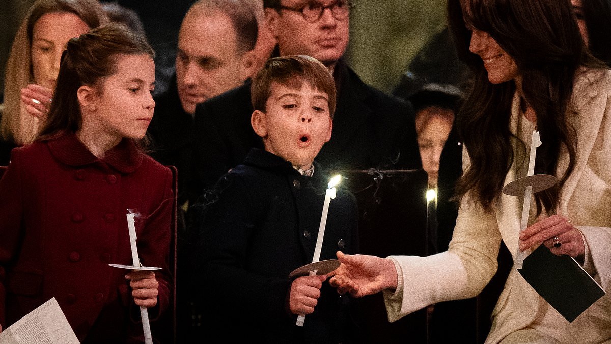 The season for merriment, joy (and a touch of mischief…) How five-year-old Prince Louis became the heart-melting spirit of Christmas, as these pictures and videos show