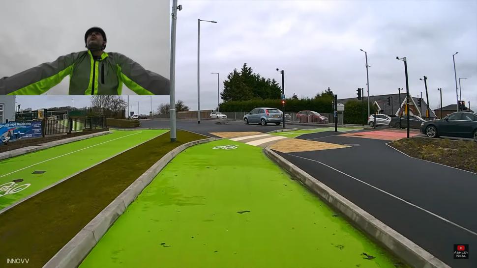 YouTube driving instructor Ashley Neal visits new CYCLOPS cycling junction… and calls it an “absolutely awful waste of time and money” [Video]