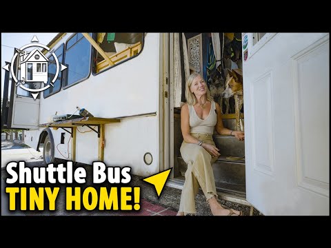 Her bohemian tiny home! Solo female lives in bus conversion [Video]